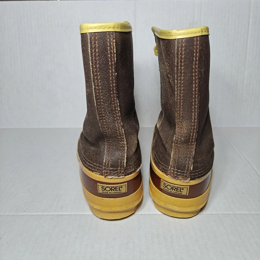 Sorel Arctic Pac Leather Rubber Wool Lined Lace Up Duck Tan Brown Boots Men's 10